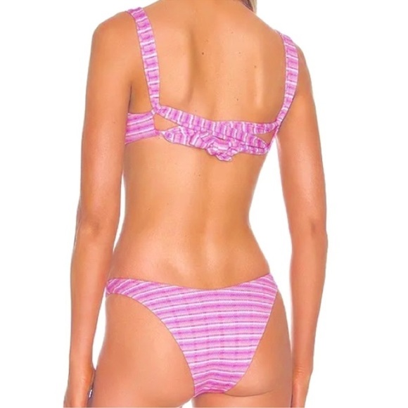 NWT L*Space Camellia Bikini Top Electric Pique Stripe Swim - Picture 11 of 13